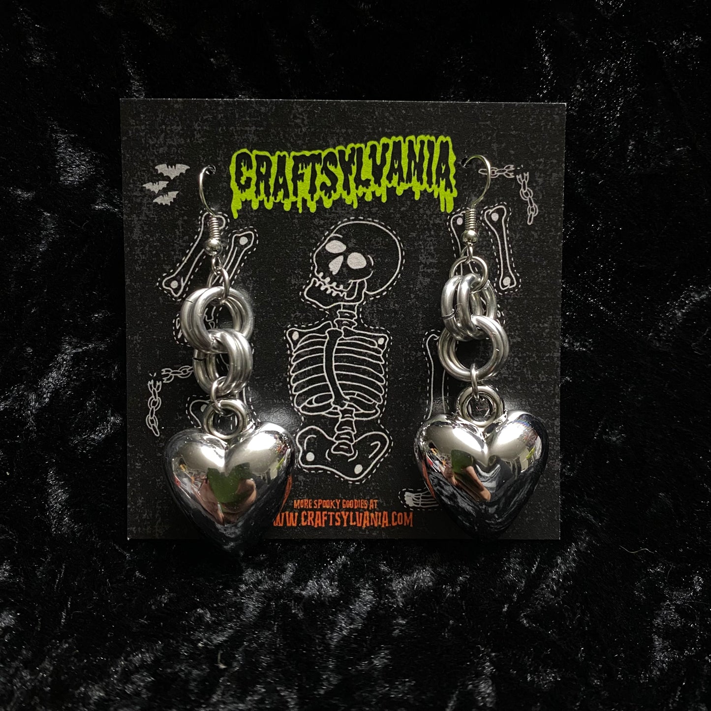 Silver Chain Heart Earrings