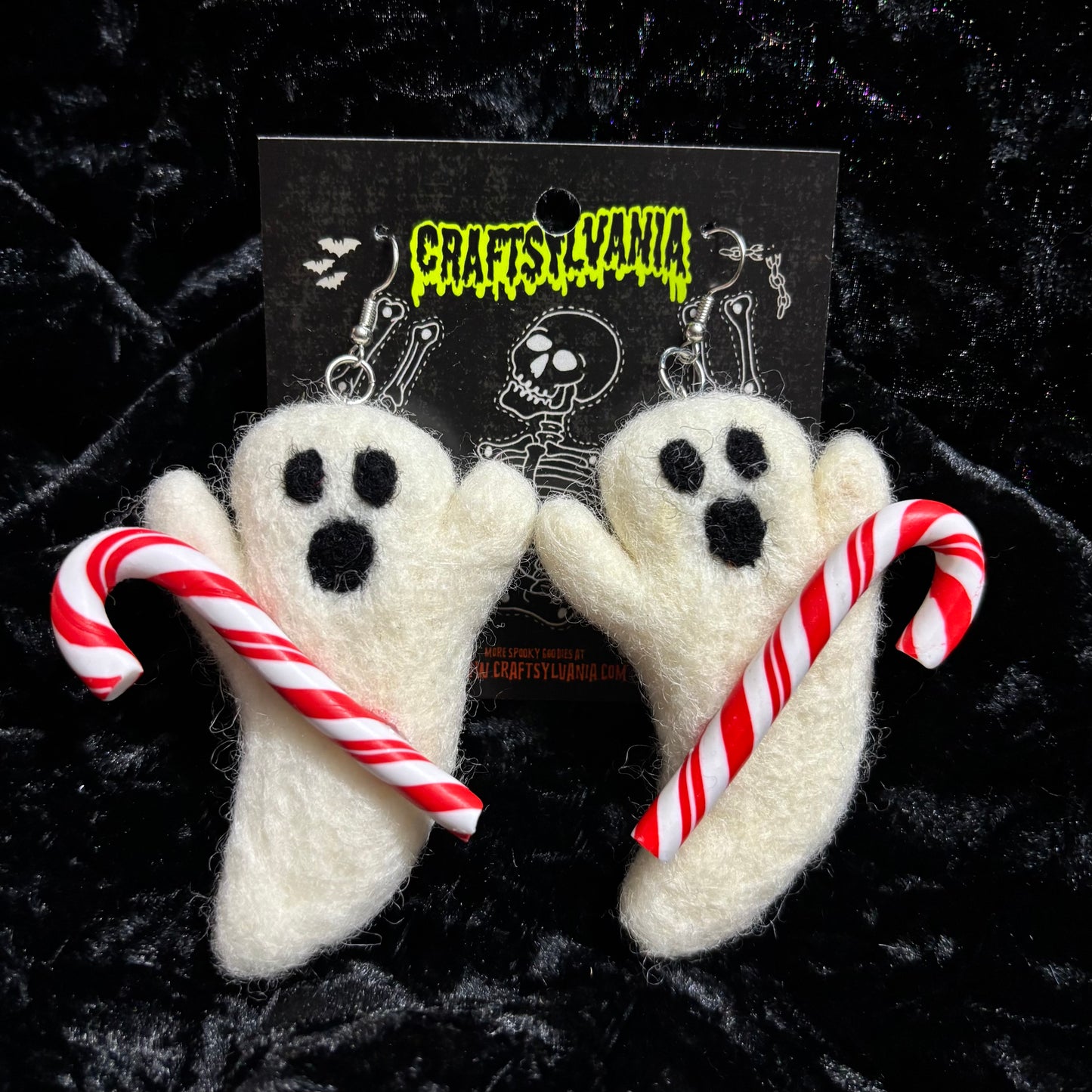 Candy Cane Ghost Earrings