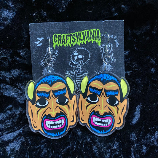 Devil Mask Acrylic Earrings