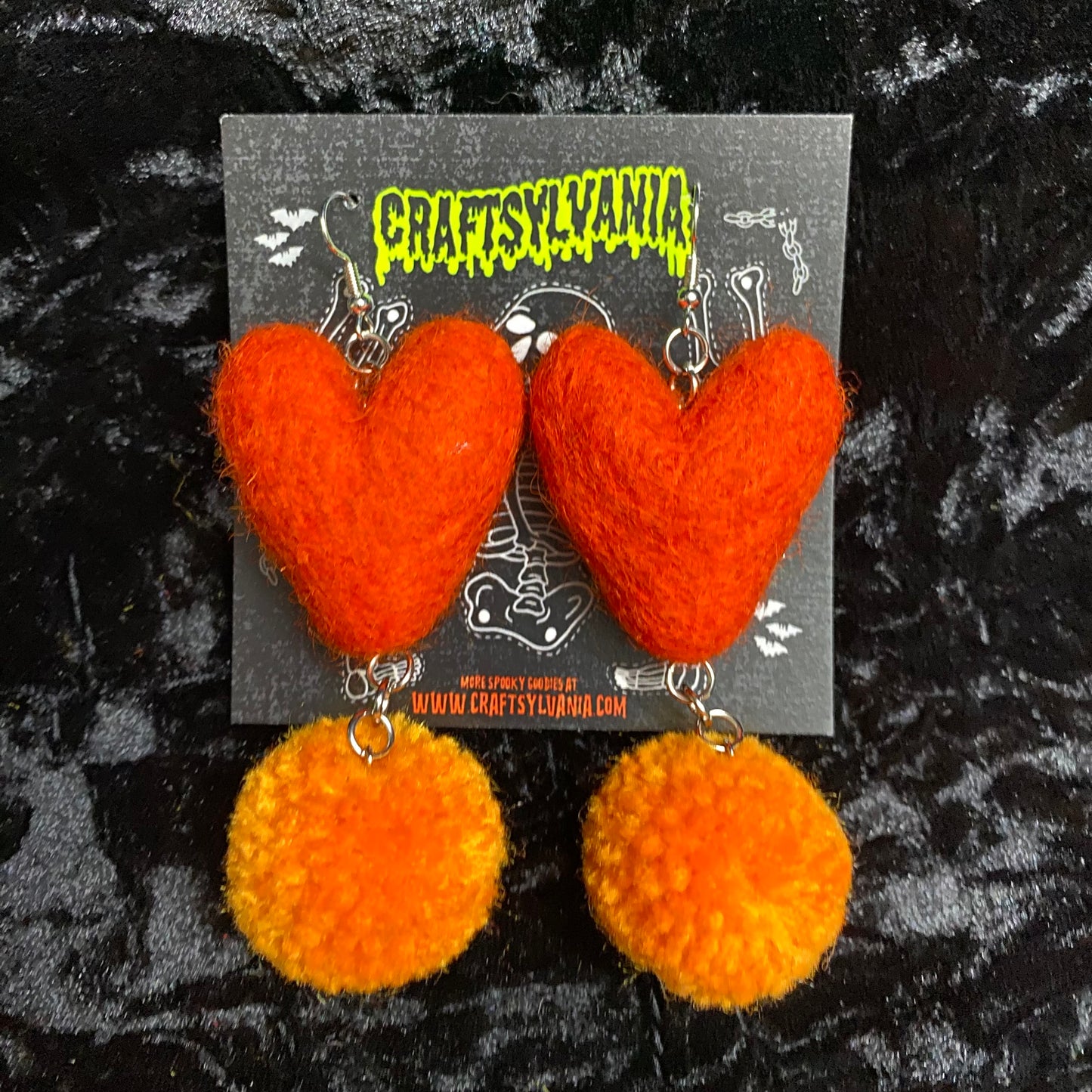 Pom Heart Earrings