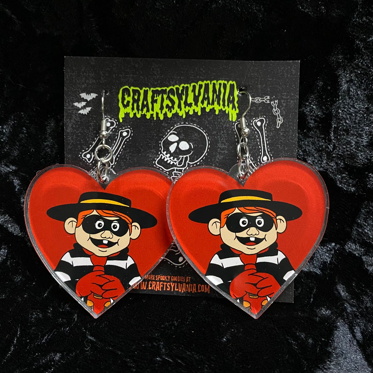 PREORDER Hamburglar Heart Acrylic Earrings