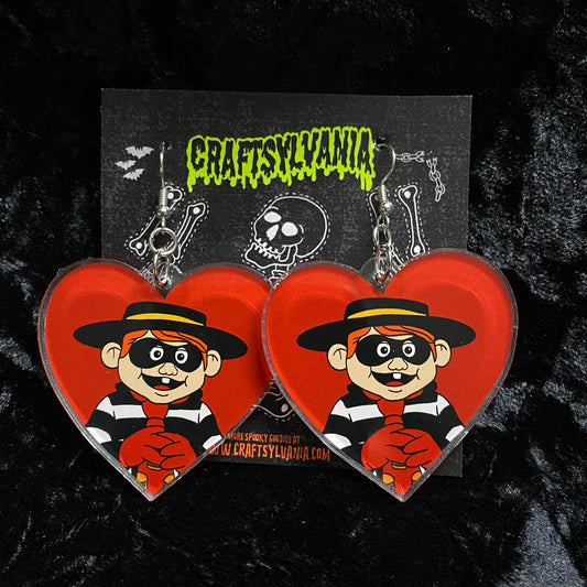 PREORDER Hamburglar Heart Acrylic Earrings