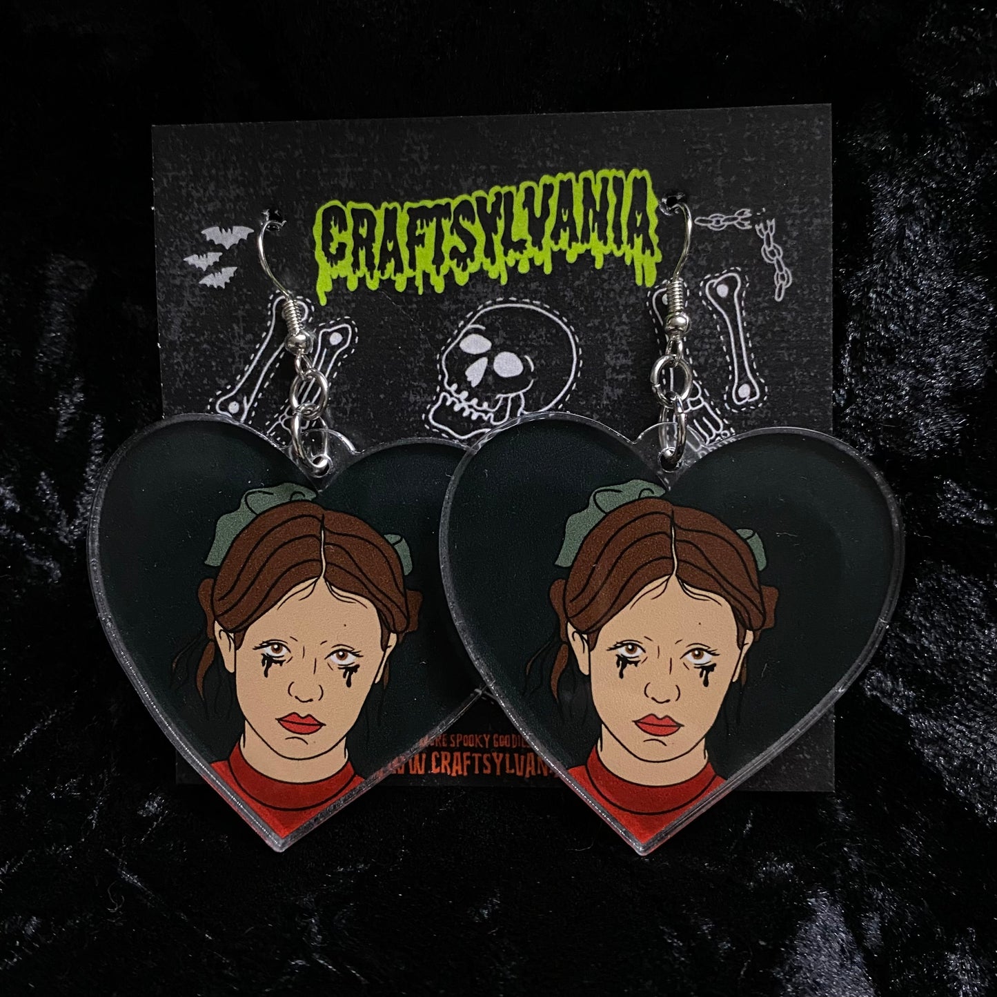 Pearl Heart Acrylic Earrings