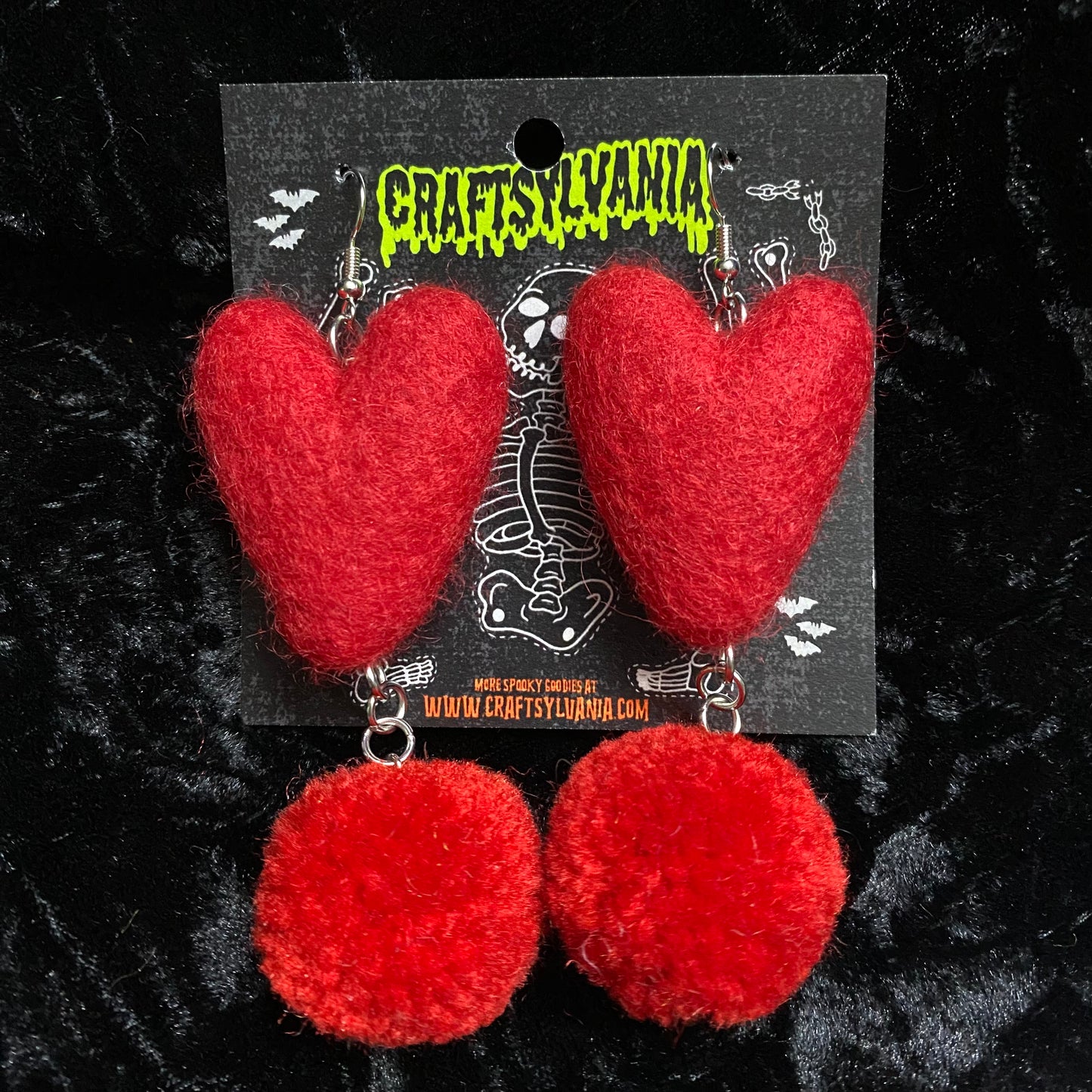 Pom Heart Earrings