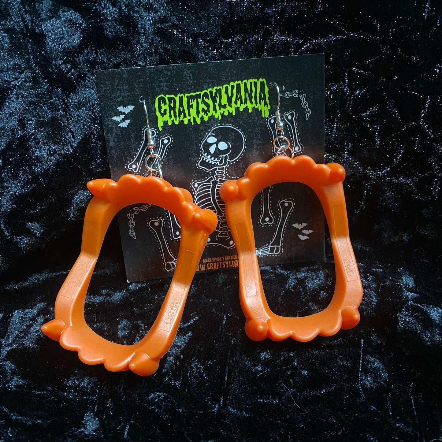 Red Orange Vampire teeth Earrings