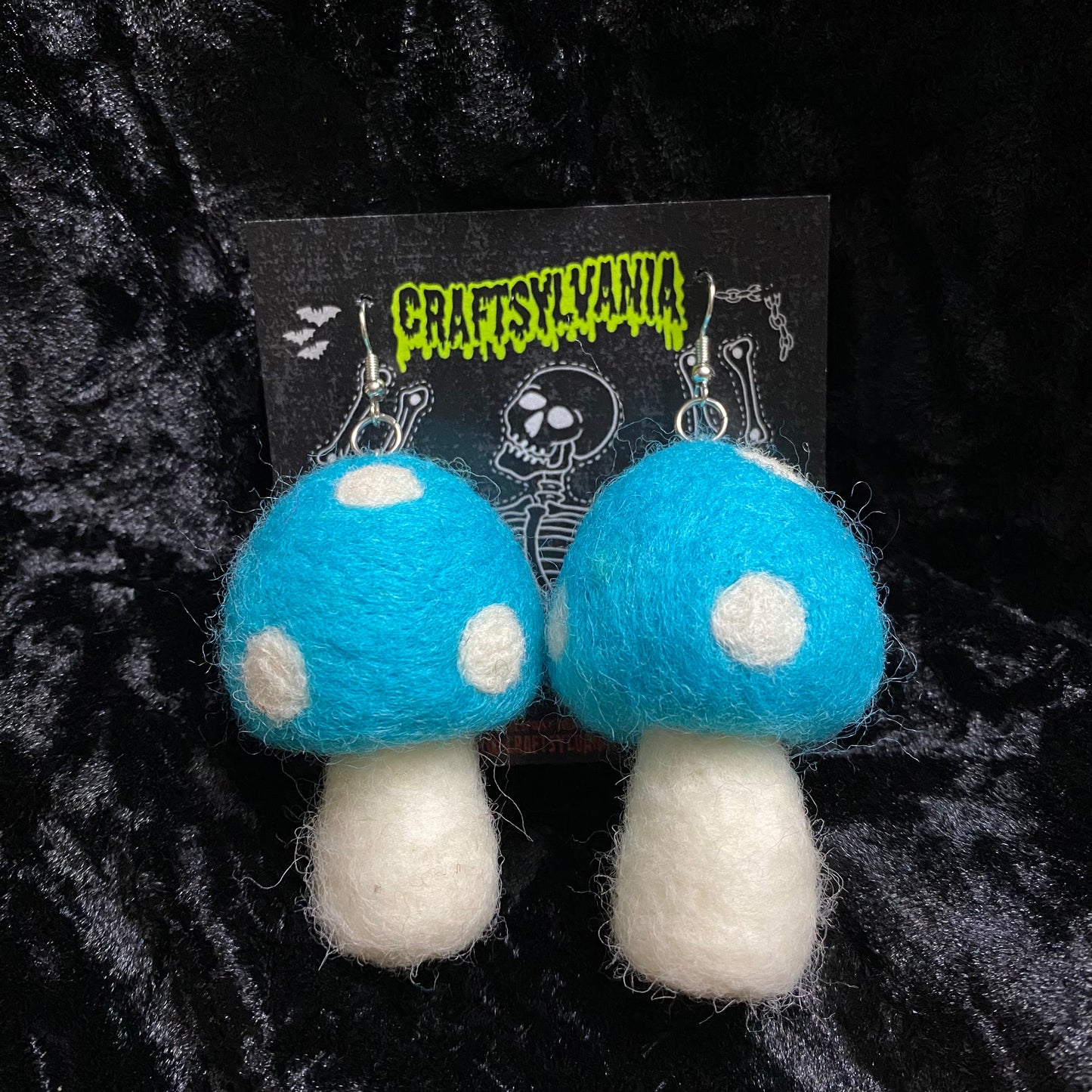 Blue Mushroom Earrings