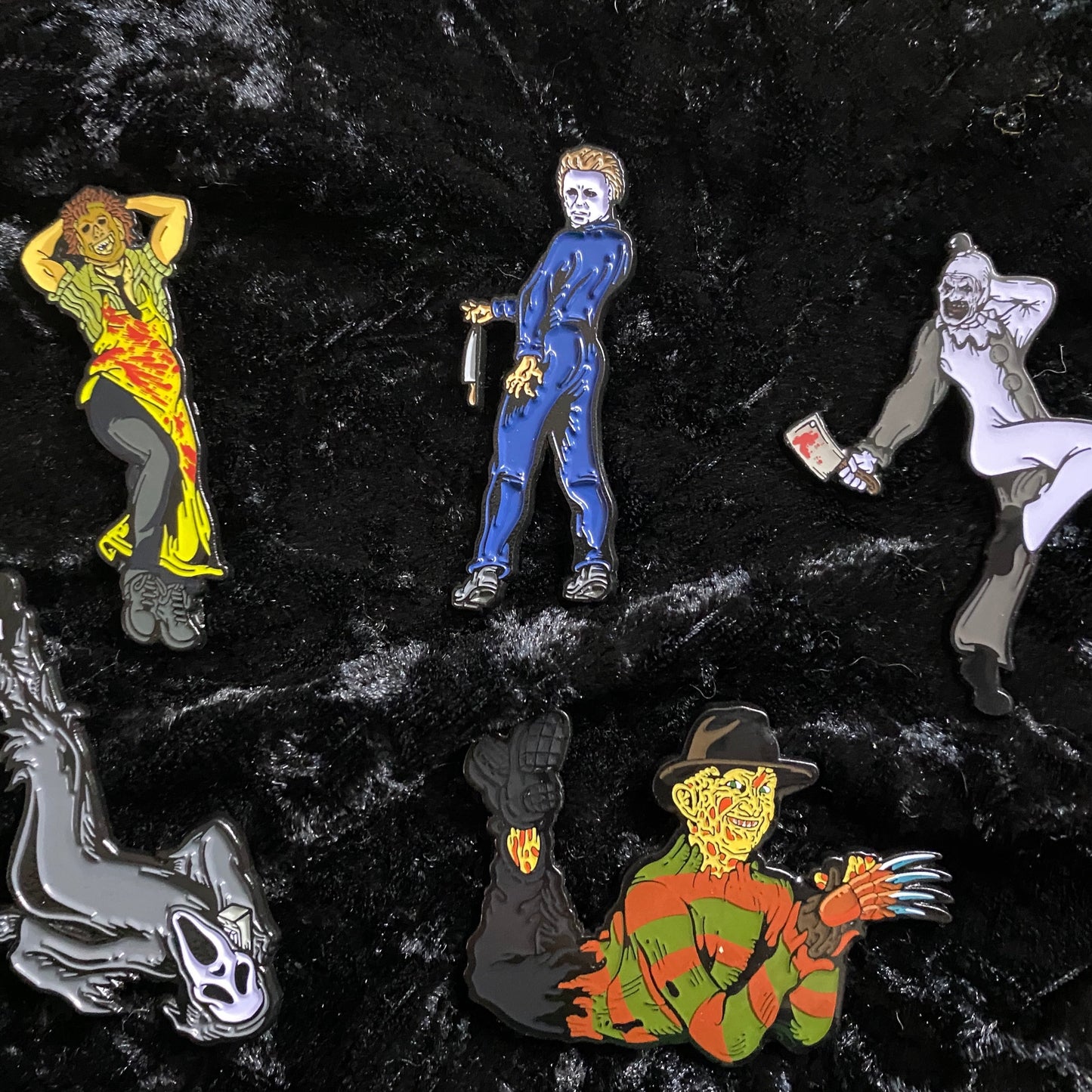 Pin Up Slasher enamel pins