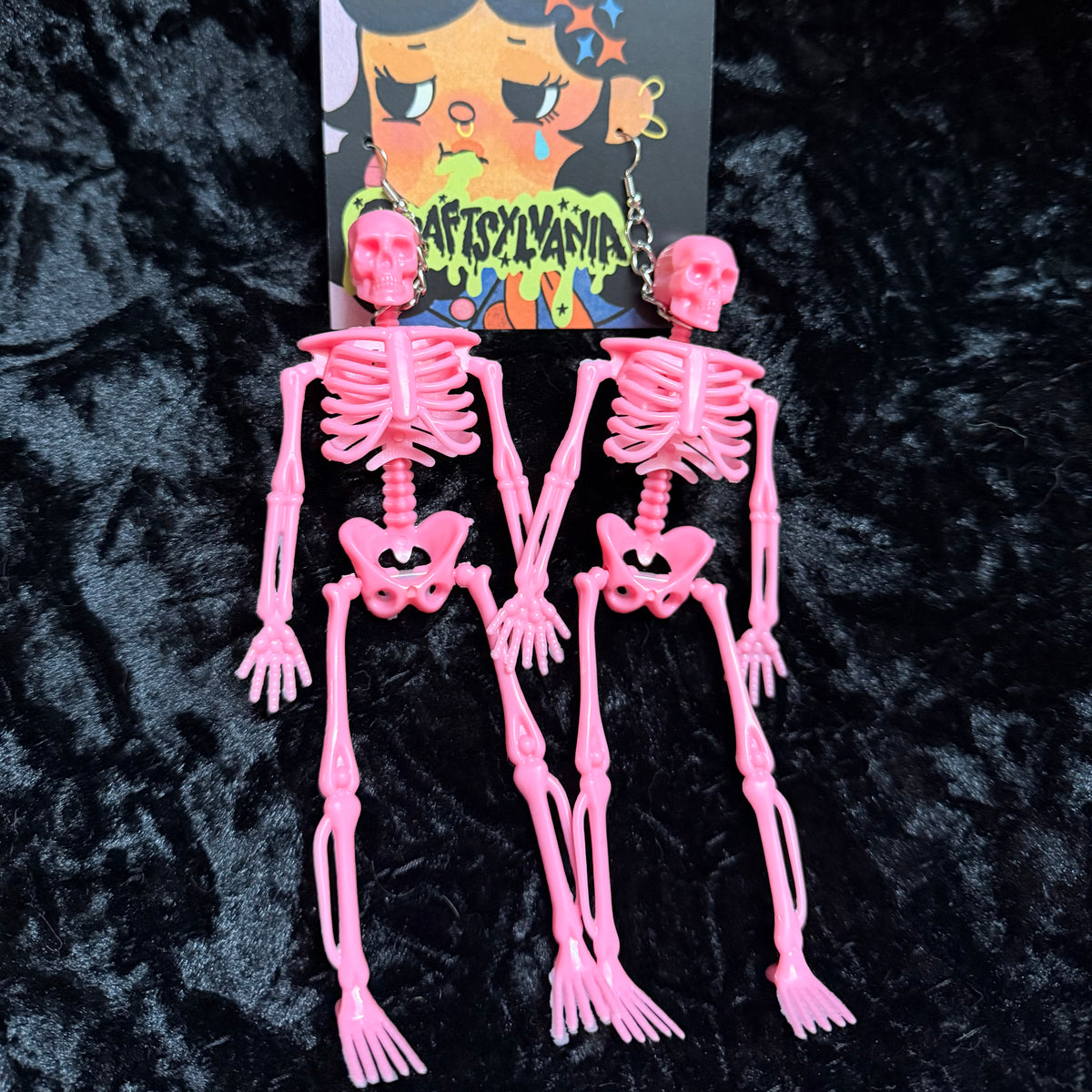 Big Pink Skeleton Earrings