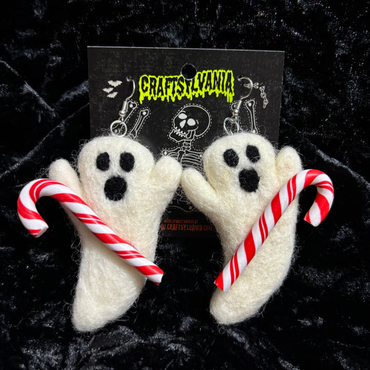Candy Cane Ghost Earrings