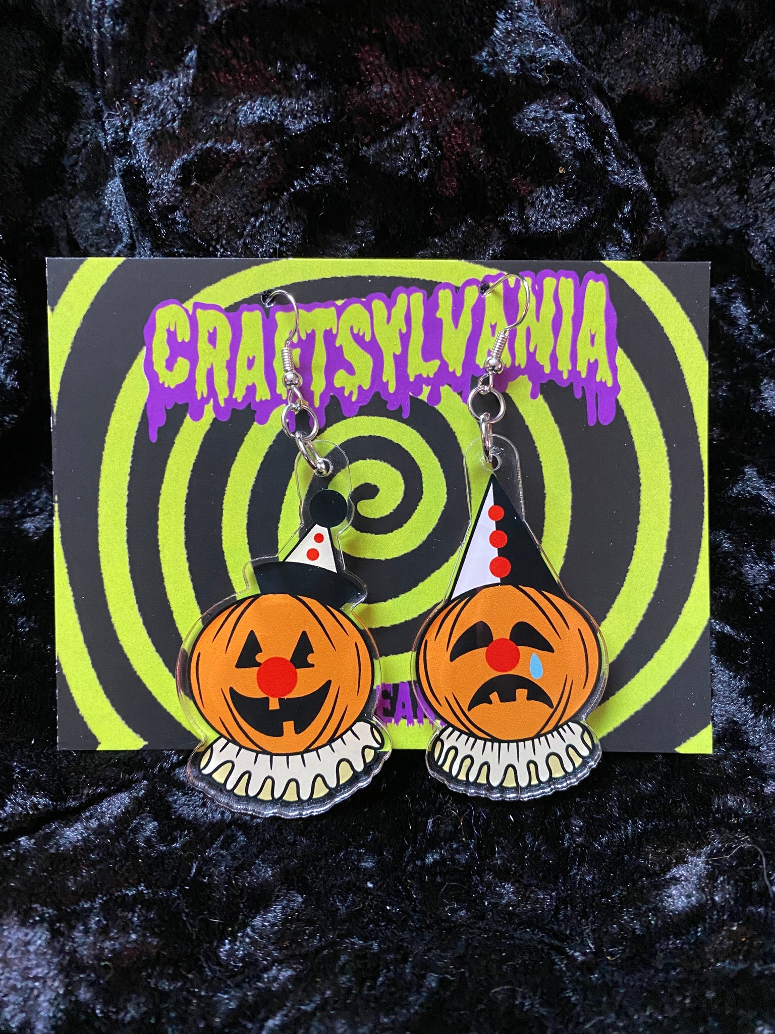 Pumpkin Clown Acrylic Earrings