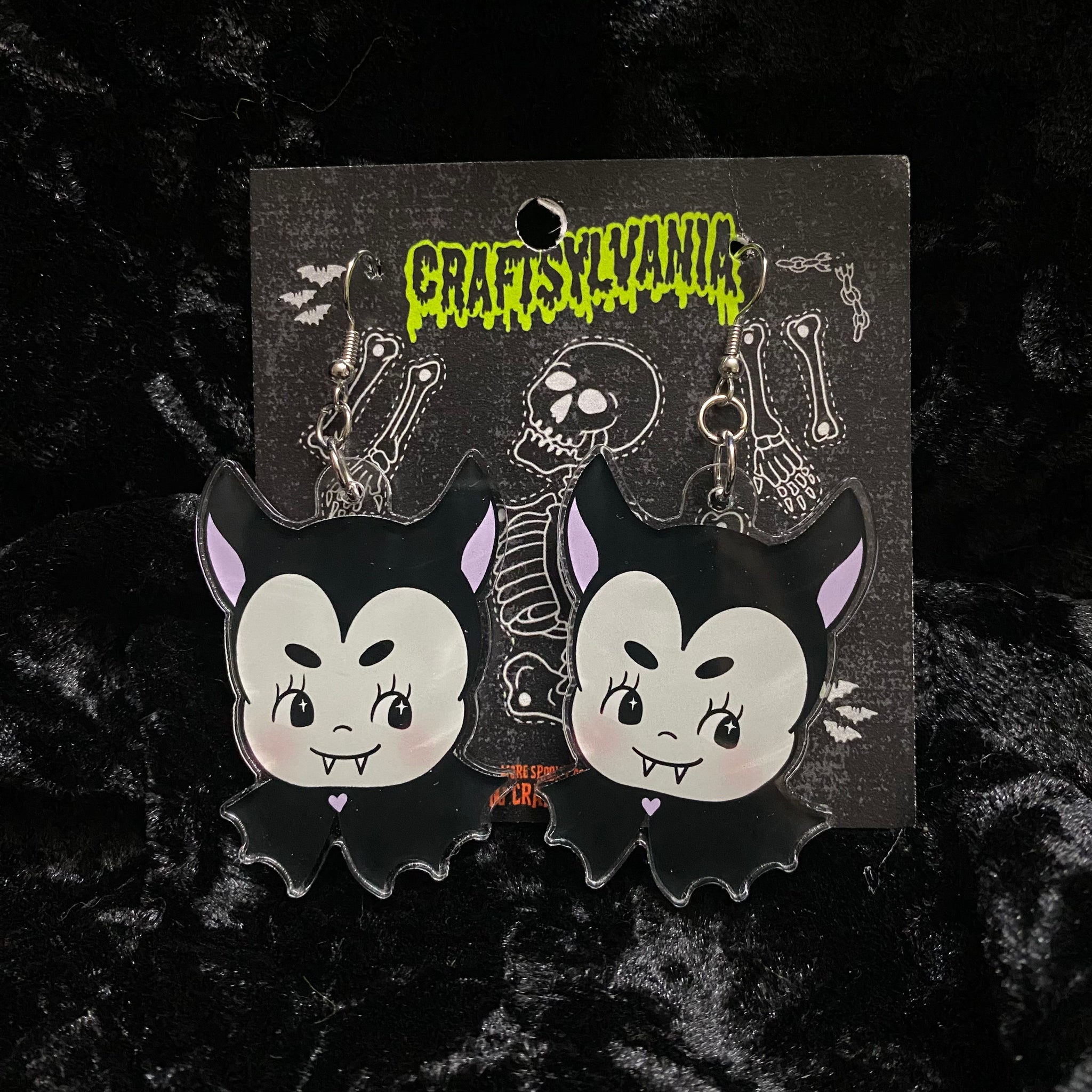 Kewpie Bat Acrylic Earrings