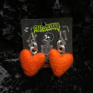 Orange Chain Heart Earrings