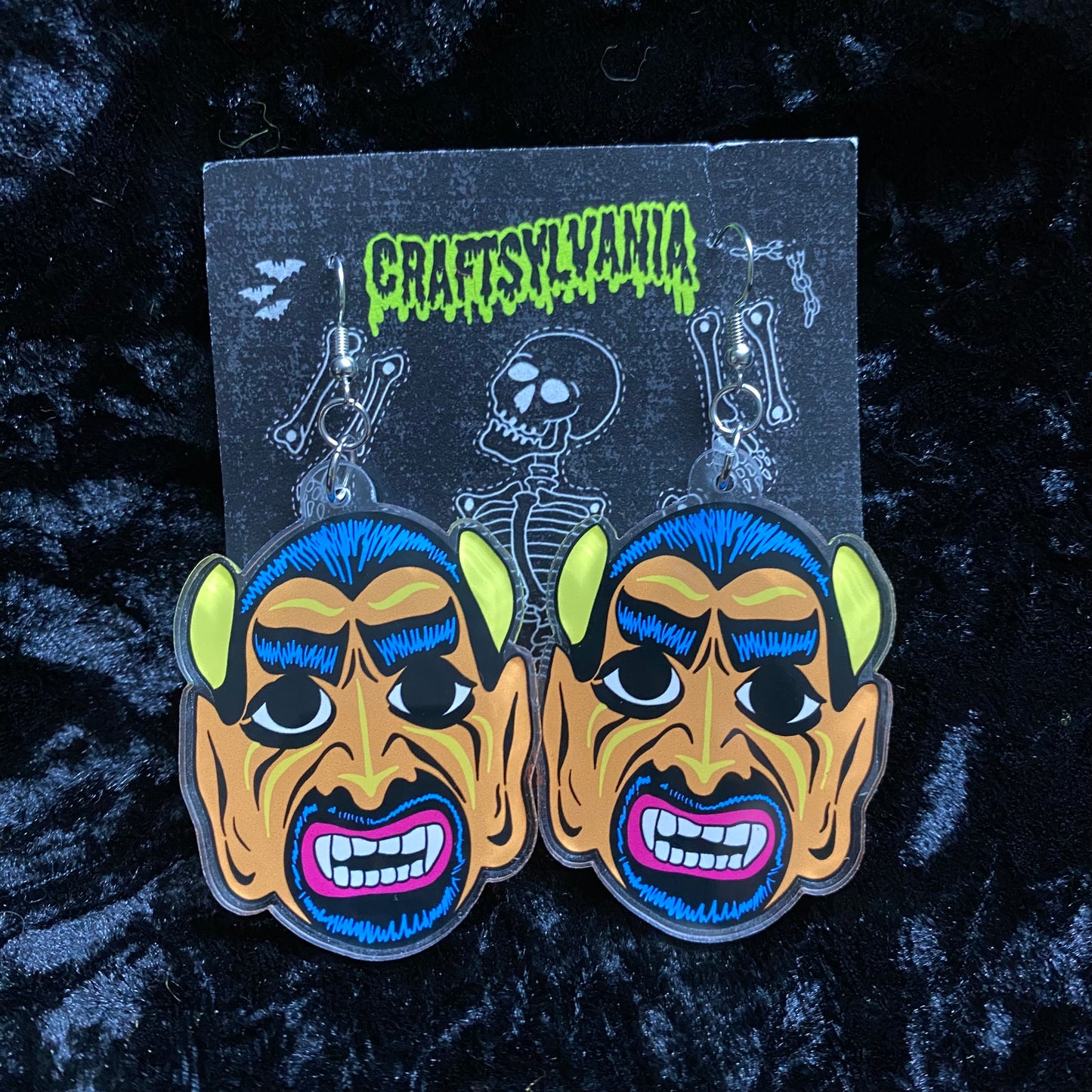 Devil Mask Acrylic Earrings