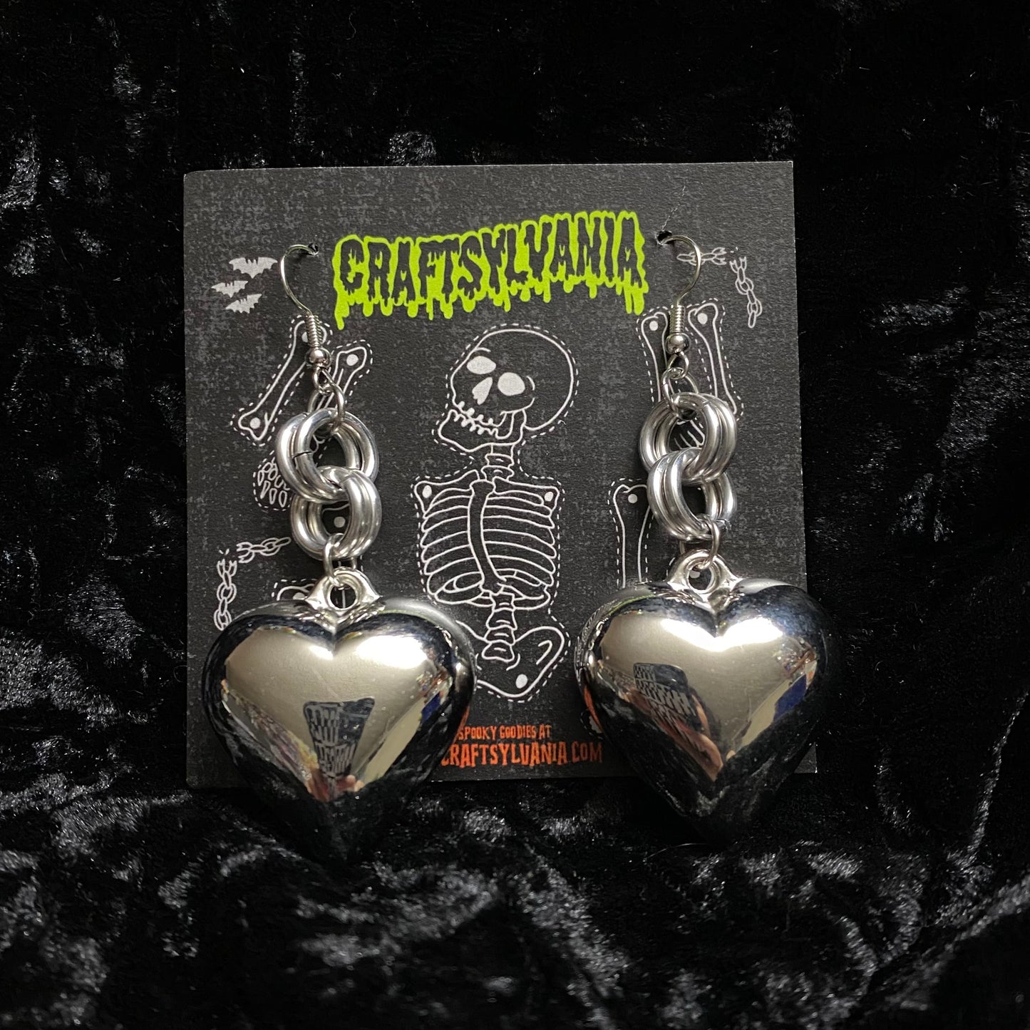 Silver Chain Heart Earrings