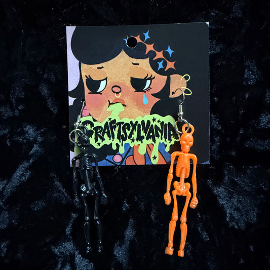 Black & Orange Skeleton Earrings