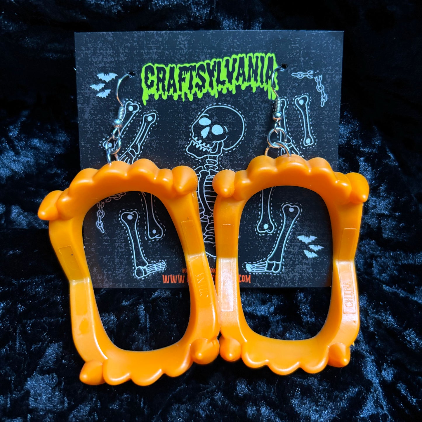 Orange Vampire teeth Earrings