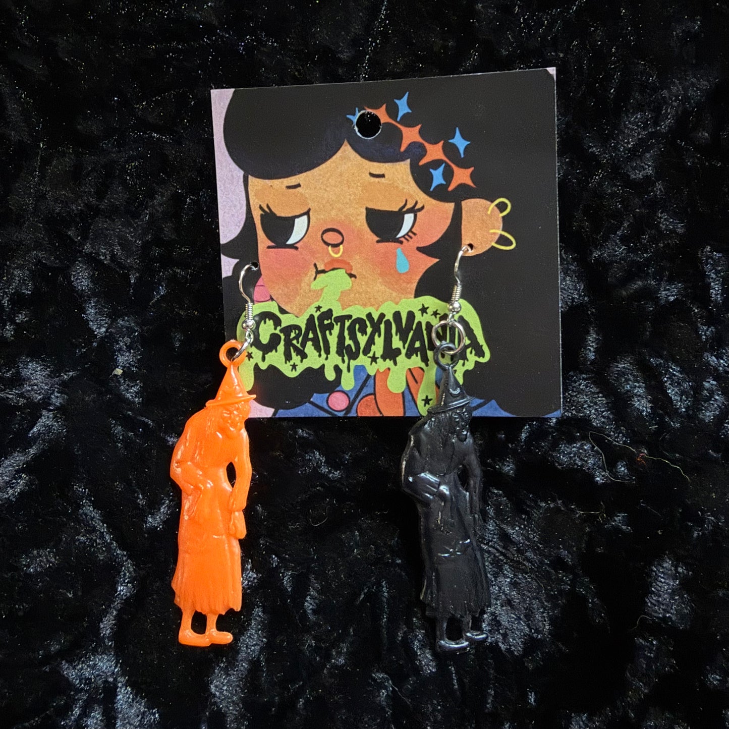 Black & Orange Witch Earrings