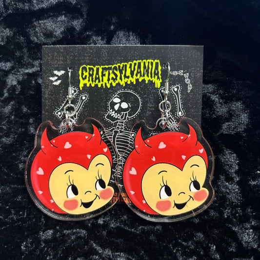 Devil Kewpie Acrylic Earrings