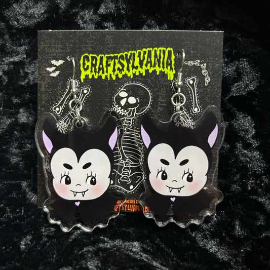 Kewpie Bat Acrylic Earrings