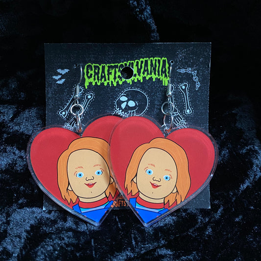 El Niño Malo  Heart Acrylic Earrings