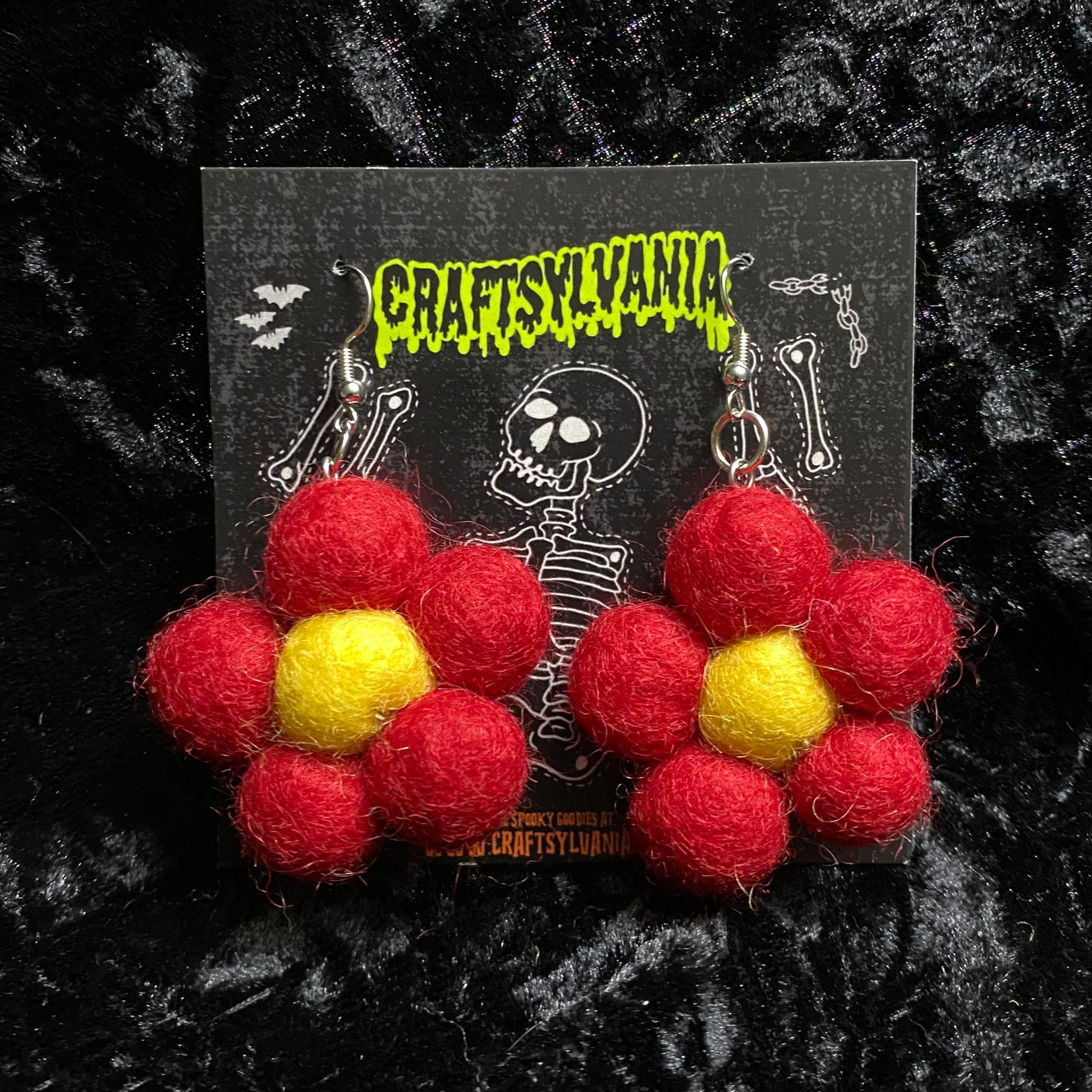 Red Daisy Earrings