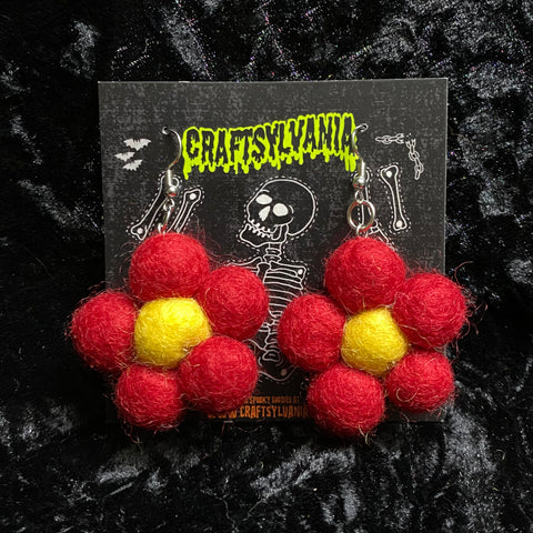 Red Daisy Earrings