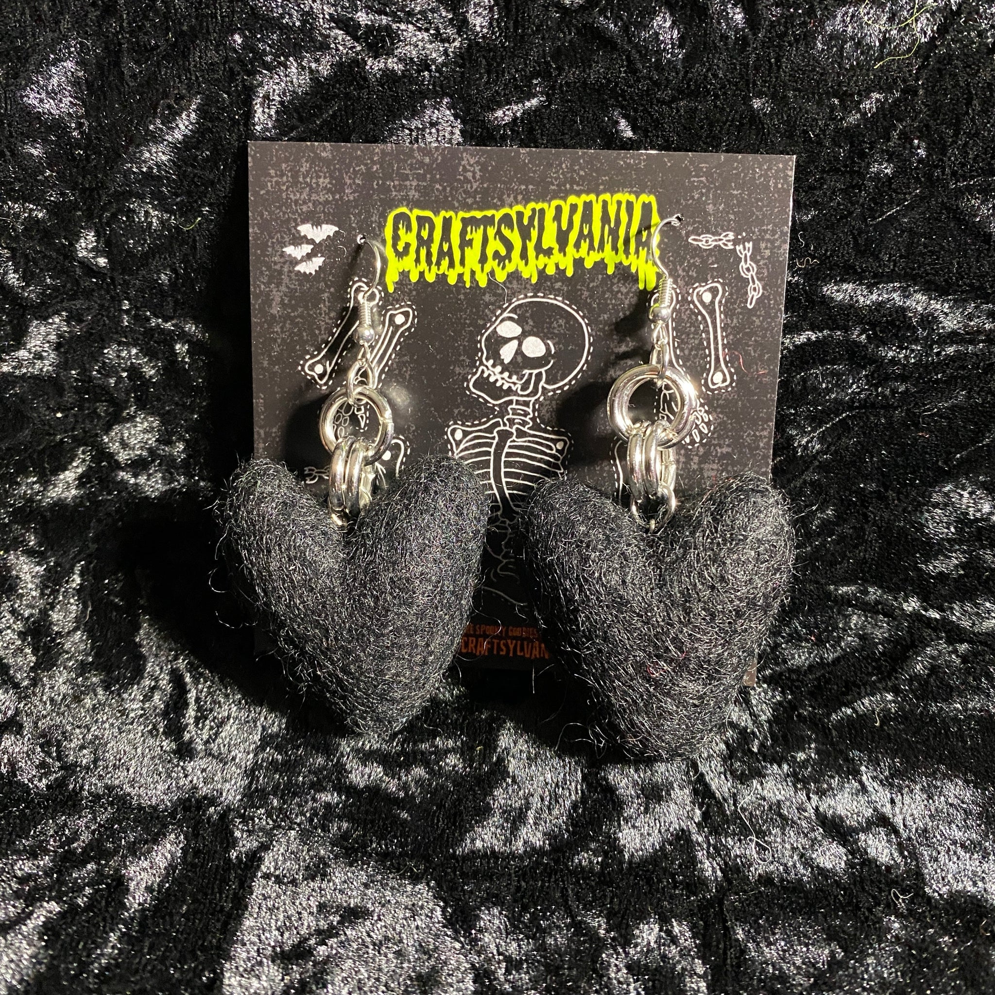 Black Chain Heart Earrings