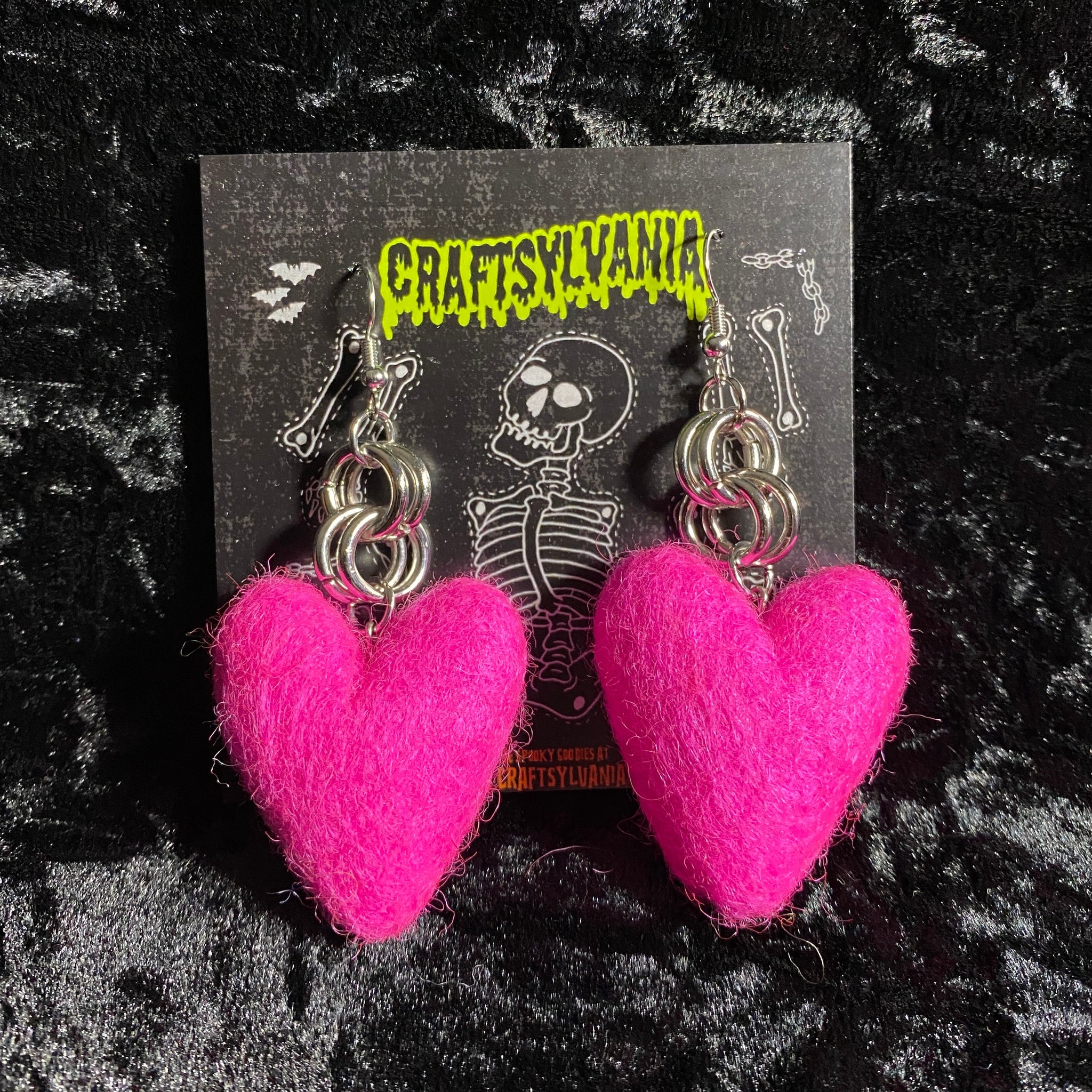 Pink Chain Heart Earrings