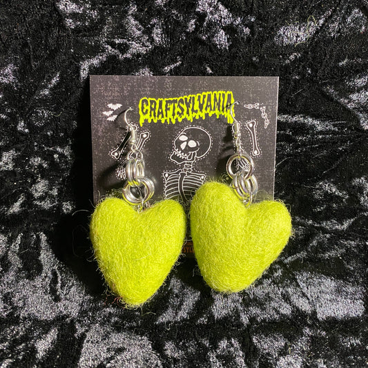 Lime Chain Heart Earrings