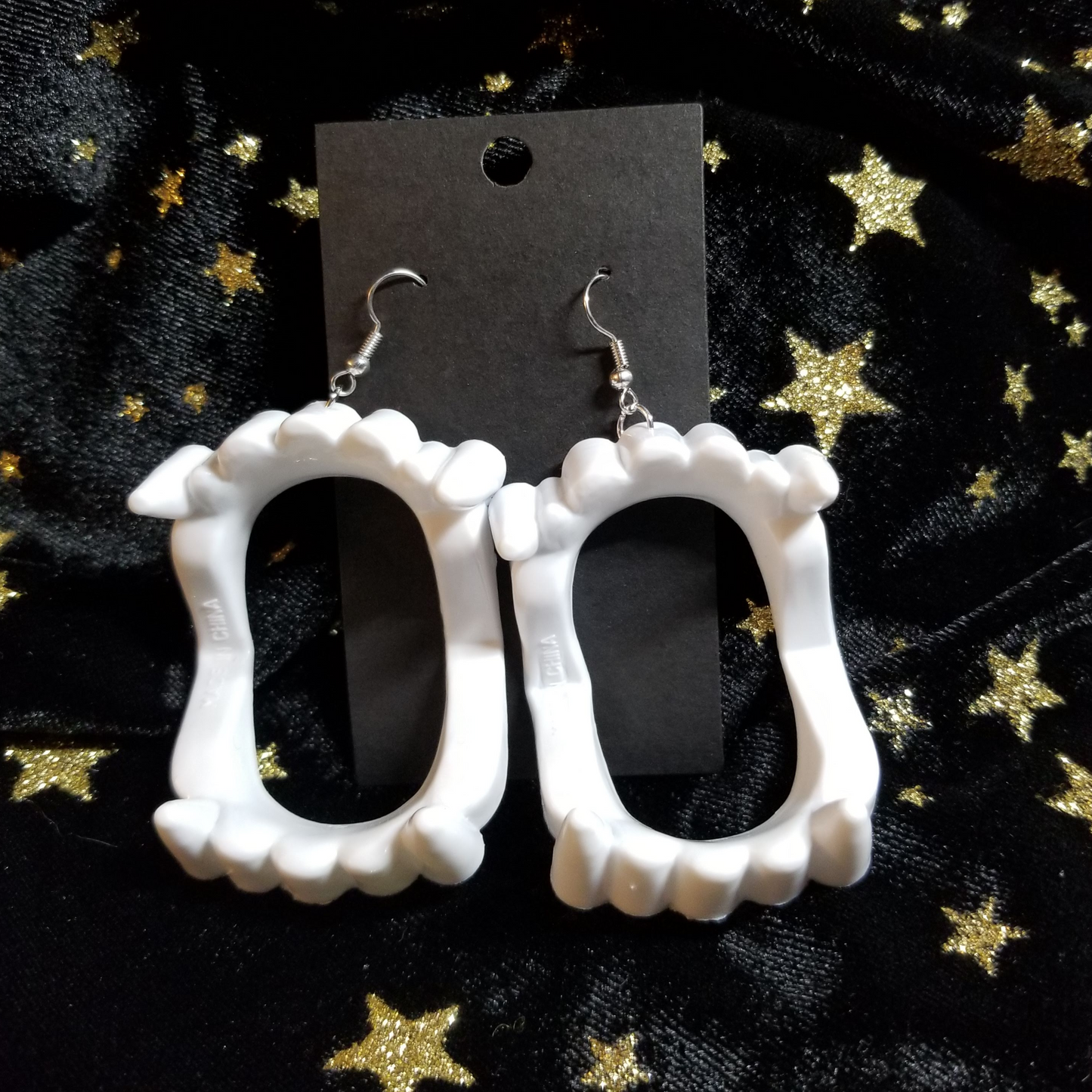 White Vampire teeth Earrings