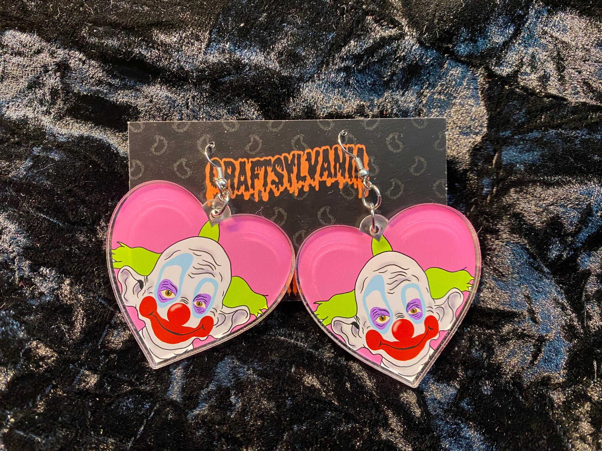 Clown Heart Acrylic Earrings
