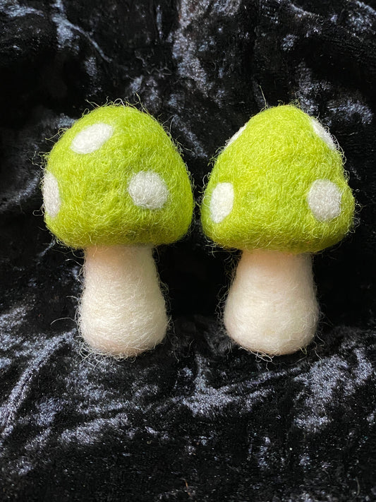 Lime green Mushroom Earrings